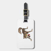 Étiquette À Bagage Loup de dessin animé avec une expression de folie (Devant Vertical)