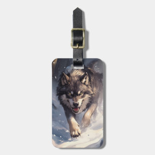 Étiquette À Bagage Loup en hiver