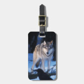 Étiquette À Bagage loup gris, Canis lupus, dans les contreforts (Devant Vertical)