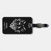 Étiquette À Bagage Loup tribal noir et blanc (Dos horizontal)