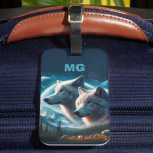 Étiquette À Bagage Loups d'Alaska Monogramme