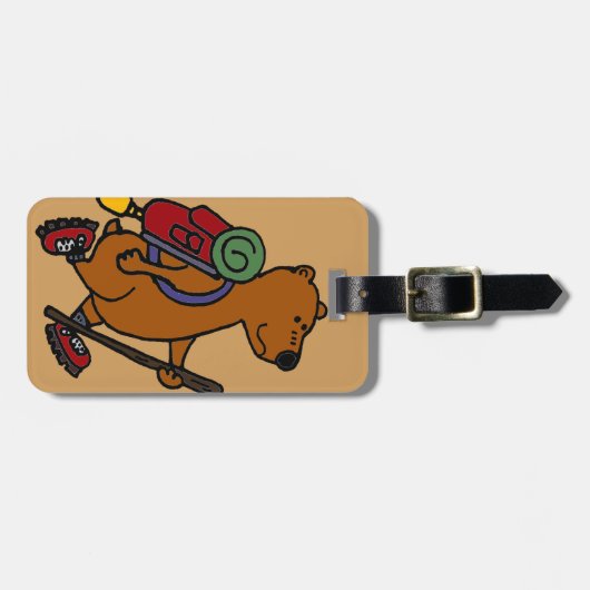 Étiquette À Bagage L'ours Brown drôle augmente (Devant horizontal)