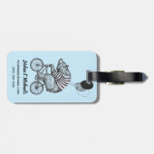 Étiquette À Bagage L'ours de bicyclette de ballon | ajoutent votre (Dos horizontal)