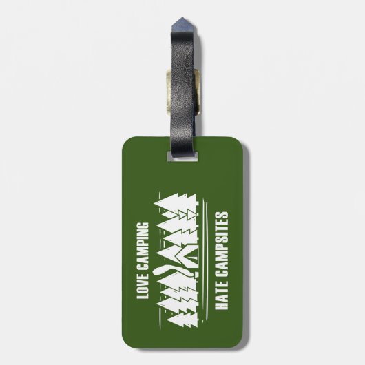 Étiquette À Bagage Love Camping, Campings Hate (Dos Vertical)