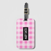 Étiquette À Bagage Love Plaid Collection rose moderne (Devant Vertical)