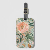 Étiquette À Bagage Lovely Blooming Peach Flowers and Leaves, Pattern (Devant Vertical)