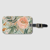 Étiquette À Bagage Lovely Blooming Peach Flowers and Leaves, Pattern (Devant Horizontal)