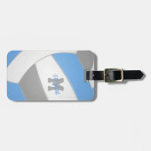 Étiquette À Bagage lt bleu gris blanc monogrammed volleyball (Devant horizontal)