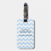 Étiquette À Bagage Lt Blue Wht Chevron Zigzag Wht Quatrefoil Monogram (Dos Vertical)