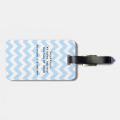 Étiquette À Bagage Lt Blue Wht Chevron Zigzag Wht Quatrefoil Monogram (Dos horizontal)