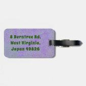 Étiquette À Bagage Lucky Green Canvas trèfle sur denim violet (Dos horizontal)