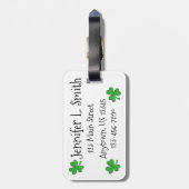 Étiquette À Bagage Lucky Green Shamrock Clover Rainbow Pot or (Dos Vertical)
