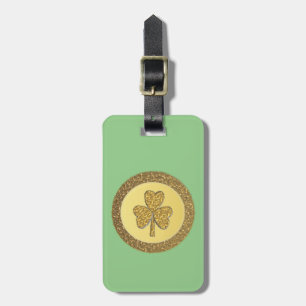 Étiquette À Bagage Lucky Irish Shamrock Gold Coin personnalisé