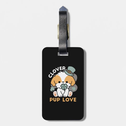 Étiquette À Bagage Lucky Pup with Clover - St. Patrick's Day Cadeau (Dos Vertical)