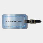 Étiquette À Bagage Lumière Bleu métallique Texture Acier Inoxydable L (Devant horizontal)