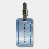 Étiquette À Bagage Lumière Bleu métallique Texture Acier Inoxydable L (Devant Vertical)