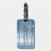 Étiquette À Bagage Lumière Bleu métallique Texture Acier Inoxydable L (Dos Vertical)