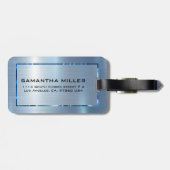 Étiquette À Bagage Lumière Bleu métallique Texture Acier Inoxydable L (Dos horizontal)