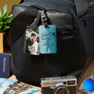 Étiquette À Bagage Lumière Bleu Océan Vagues Mariage Inspiration Phot