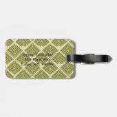 Étiquette À Bagage Lumière Motif carré feuille or Lime (Dos horizontal)