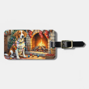 Étiquette À Bagage Lumières de Noël de Foxhound anglais américain