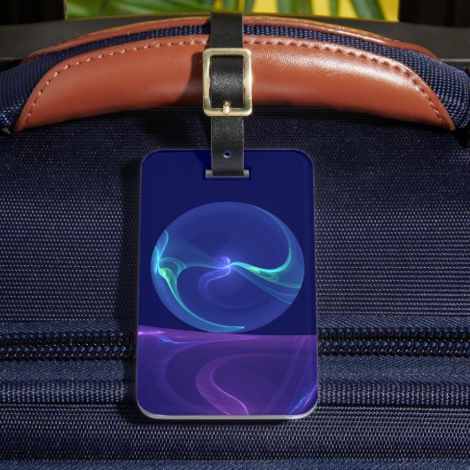 Étiquette À Bagage Lumineuse Bleu Violet Rêve Abstrait Fractal Art (Insitu Rectoal 2)