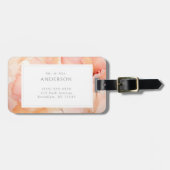 Étiquette À Bagage Lune de miel florale de Pêche moderne (Devant horizontal)