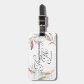 Étiquette À Bagage Lune de miel M. Aquarelle Eucalyptus Feuilles (Devant Vertical)