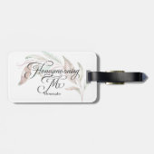 Étiquette À Bagage Lune de miel M. Aquarelle Eucalyptus Feuilles (Dos horizontal)