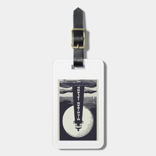 Étiquette À Bagage Lune phare de Michigan Island (Devant Vertical)