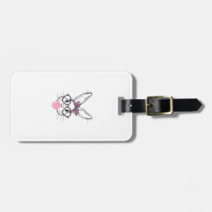 Étiquette À Bagage Lunettes de léopard visage de lapin Bubble Gum Pâq