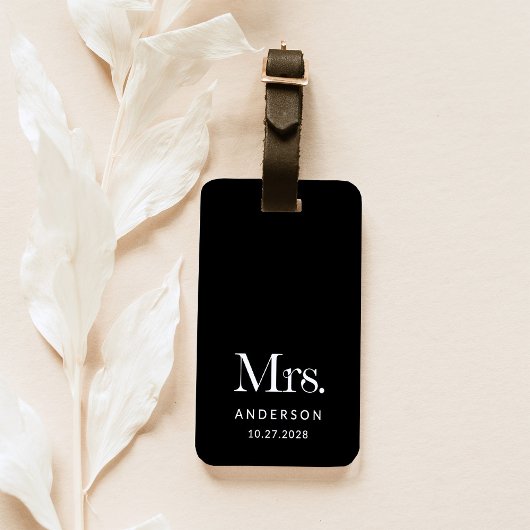 Étiquette À Bagage Luxe Elegance | Date de Mme et de Mariage noir