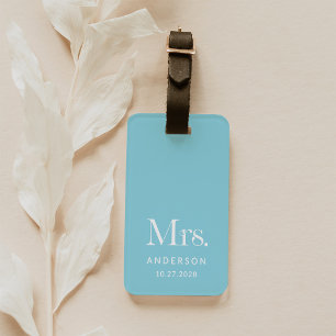 Étiquette À Bagage Luxe Elegance   Robin Oeuf Bleu Mme Mariage Date