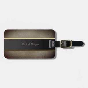 Étiquette À Bagage Luxe Élégant, Aspect Cuir