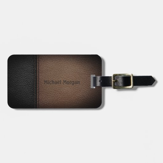 Étiquette À Bagage Luxe élégant, look Leathe (Devant horizontal)