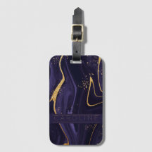 Luxe Elegant Purple Gold Marble Effet Nom