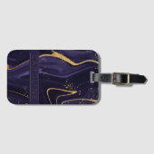 Étiquette À Bagage Luxe Elegant Purple Gold Marble Effet Nom (Devant Horizontal)
