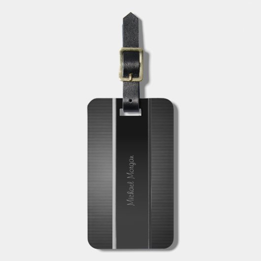 Étiquette À Bagage Luxe élégant, rayé (Devant Vertical)