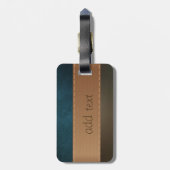 Étiquette À Bagage Luxe élégant, Rétro, Cuir vert rayé (Dos Vertical)