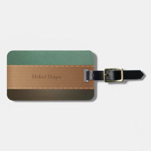 Étiquette À Bagage Luxe Élégant, Rétro, Rayé, Aspect Cuir