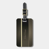 Étiquette À Bagage Luxe élégant, Vintage, rayé (Devant Vertical)