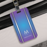Étiquette À Bagage Luxe Moderne Minimal Abstrait Violet Bleu<br><div class="desc">Un élégant bagage abstrait de style luxueux avec un design géométrique violet et bleu. Personnalisez avec votre monogramme et votre nom.</div>