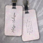 Étiquette À Bagage Luxe Pink Iridescente Calligraphie<br><div class="desc">Augmentez vos bagages avec nos étiquettes personnalisées</div>