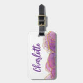 Étiquette À Bagage Luxe Purple Gold Personnalisé (Devant Vertical)