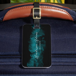 Étiquette À Bagage luxueux bleu nuageux chic Signature Monogramme