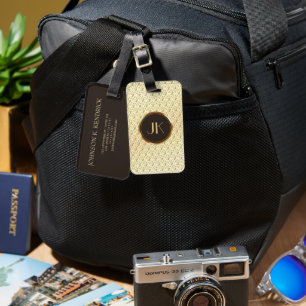 Étiquette À Bagage luxueux Elegant motif or argent monogrammed