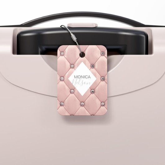Étiquette À Bagage Luxueux Monogramme doré Rose