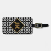 Étiquette À Bagage luxueux or blanc classique monogramme personnalise (Devant horizontal)