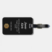 Étiquette À Bagage luxueux or blanc classique monogramme personnalise (Dos horizontal)