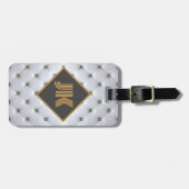 Étiquette À Bagage luxueux or doré tufted monogramme personnaliser (Devant horizontal)
